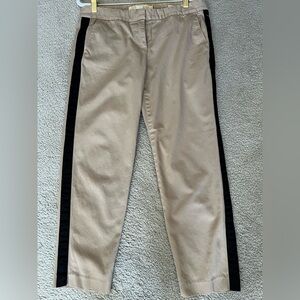 J. Crew Beige Cropped Pants with Black Side Stripes